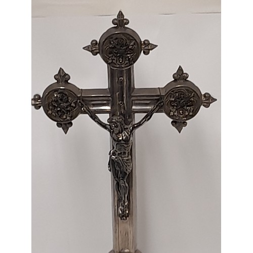 237 - Vintage White Metal Altar Cross, 42cm x 18cm