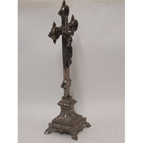 237 - Vintage White Metal Altar Cross, 42cm x 18cm