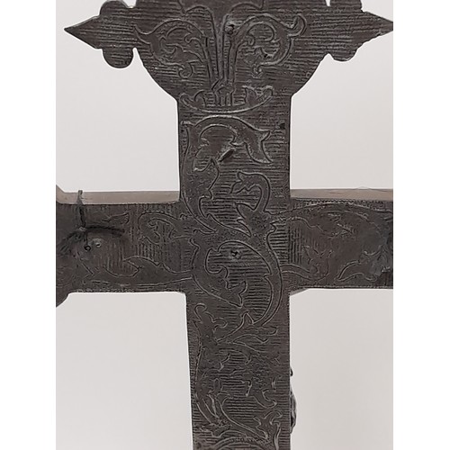 237 - Vintage White Metal Altar Cross, 42cm x 18cm