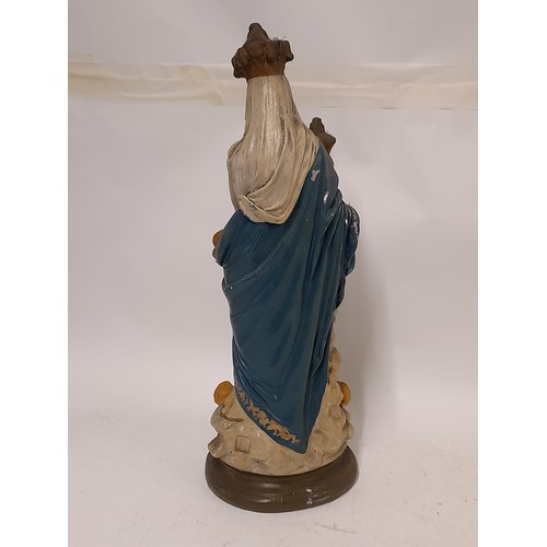 240 - Vintage Chalk/Plaster Figure of Mary and Child, 47cm x 16cm