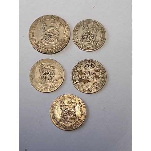 155 - 5 x Coins to include 1 shilling and 4 Six Pence