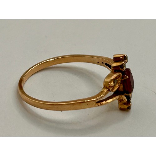 163 - Tested Due To No Hallmarked 18Ct Gold Ring To Include Various Raised Stones. Size L, 1.47Grams.