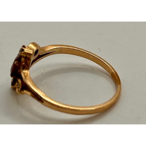 163 - Tested Due To No Hallmarked 18Ct Gold Ring To Include Various Raised Stones. Size L, 1.47Grams.