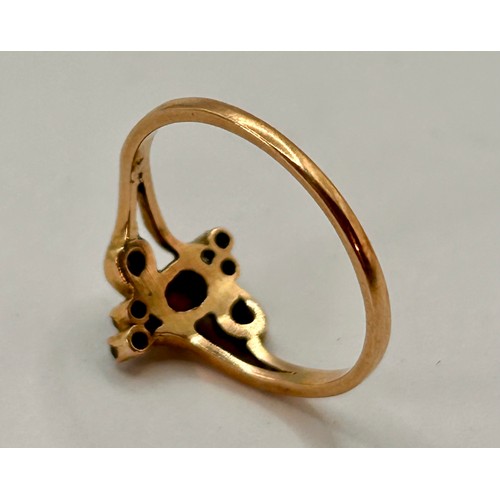 163 - Tested Due To No Hallmarked 18Ct Gold Ring To Include Various Raised Stones. Size L, 1.47Grams.