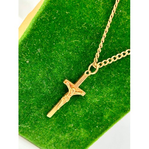 166 - 9Ct Gold Marked 375 Chain To Include A 9Ct Gold Hallmarked Christ On Cross Pendant. Chain 51.5cm, Pe... 