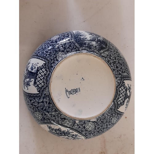 403 - Large Royal Bonn blue and white Bowl, 24.5cm diameter x 10.5cm high