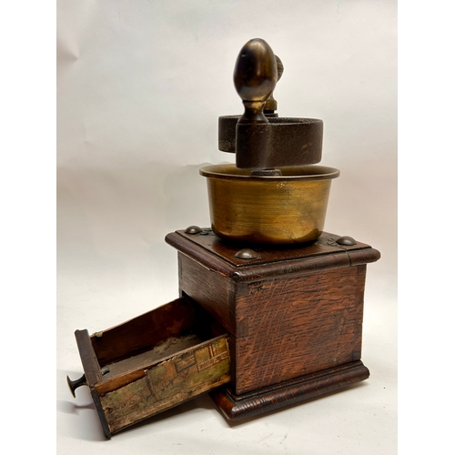 422 - Large Antique Continental Coffee Grinder. 32cm x 21cm.