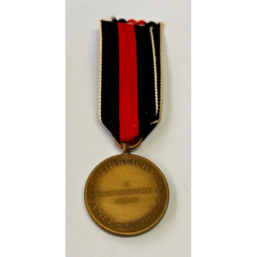 426 - German 1st October 1938 Czech Annexation Style Medal. 10cm x 3cm.