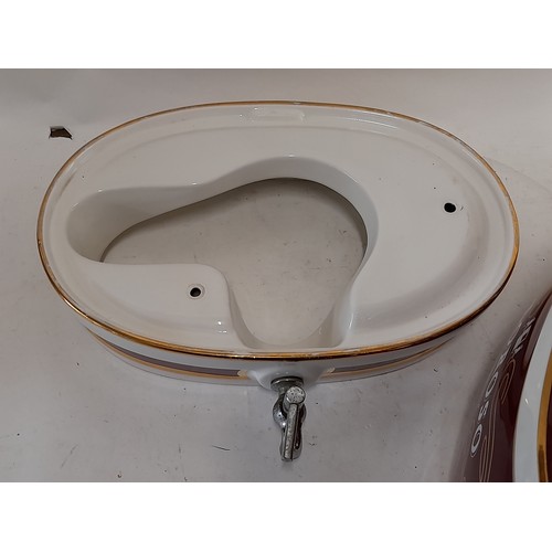 432 - Large Ceramic Sherry Dispensing Barrel for OLOROSO Sherry In 2 Parts with Tap 40cm high x 36cm wide