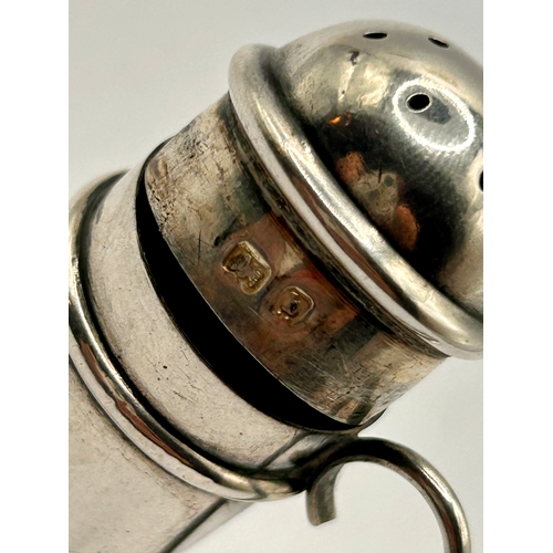 258 - Silver Hallmarked Pepper Caster. 3.5cm x 3cm, 6.9Grams.