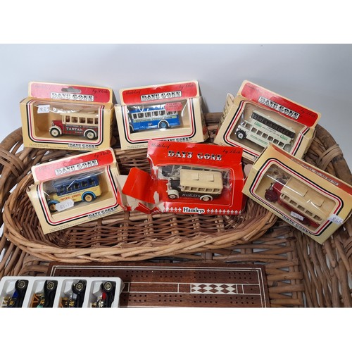 276 - 2 x Baskets largest 53cm x 42cm x 13cm a Quantity of Boxed Toy Cars, Magnifying Glass and a Crib Boa... 