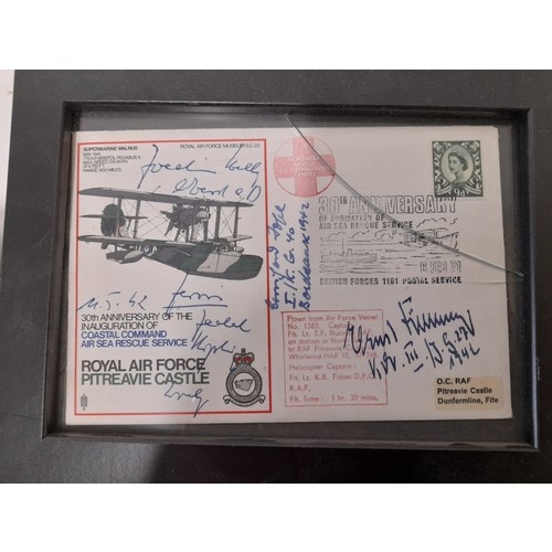 277 - 2 x Framed and Glazed Military Themed Signed First Day Covers and a Framed and Glazed Moon Landing S... 