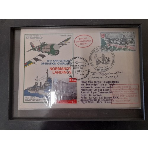 277 - 2 x Framed and Glazed Military Themed Signed First Day Covers and a Framed and Glazed Moon Landing S... 