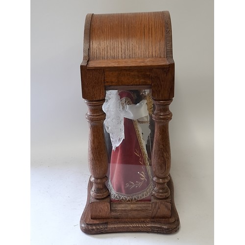 285 - Religious Cased Wax faced Madonna and Christ glazed to four sides, 45cm x 38cm x 22cm