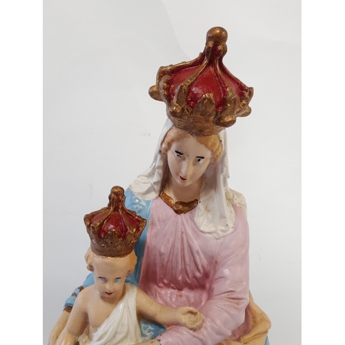 290 - Religious Chalk Figure of Mary and Baby Jesus, 46cm high