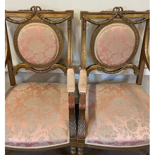 7 - A Fine Pair Of Vintage Gilt Wood Louis Style Armchairs. (2)
