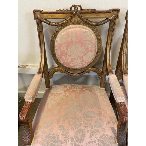 7 - A Fine Pair Of Vintage Gilt Wood Louis Style Armchairs. (2)