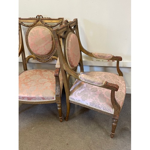 7 - A Fine Pair Of Vintage Gilt Wood Louis Style Armchairs. (2)