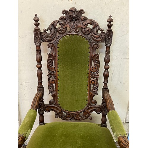 20 - French Gothic Style Carved Wood Elbow Chair.