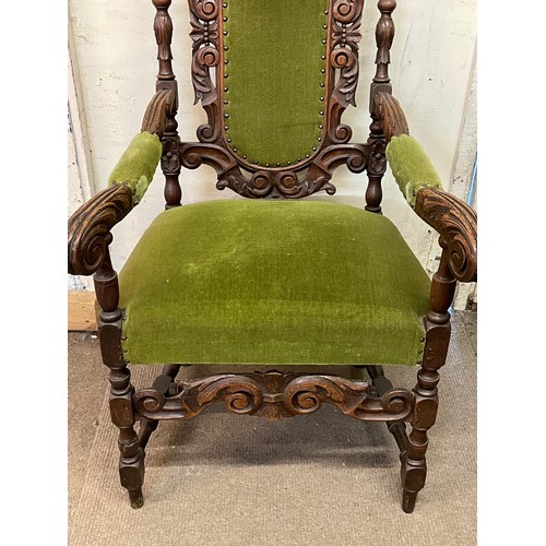 20 - French Gothic Style Carved Wood Elbow Chair.