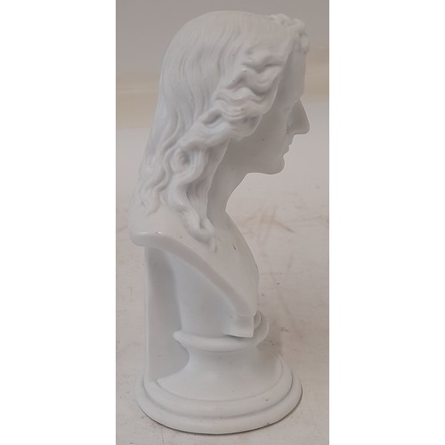 54 - Continental Parian Ware Bust of German Playwright and Philosopher Friedrich Schiller,  15cm high