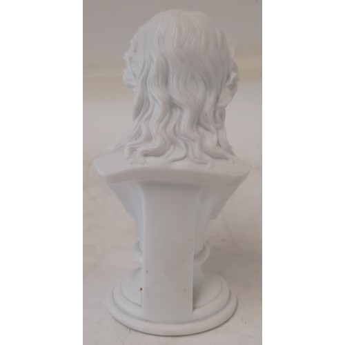 54 - Continental Parian Ware Bust of German Playwright and Philosopher Friedrich Schiller,  15cm high