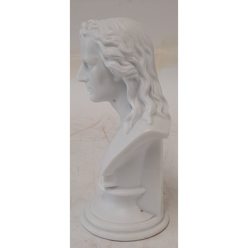54 - Continental Parian Ware Bust of German Playwright and Philosopher Friedrich Schiller,  15cm high