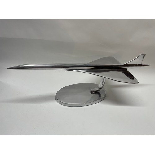 53 - Large Polished Aluminium Model Of Concord. 62 cms Long