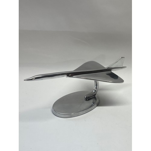 177 - Polished Aluminium Model Of A Concord. 43 cms Long