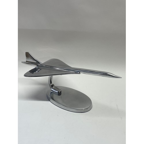 177 - Polished Aluminium Model Of A Concord. 43 cms Long