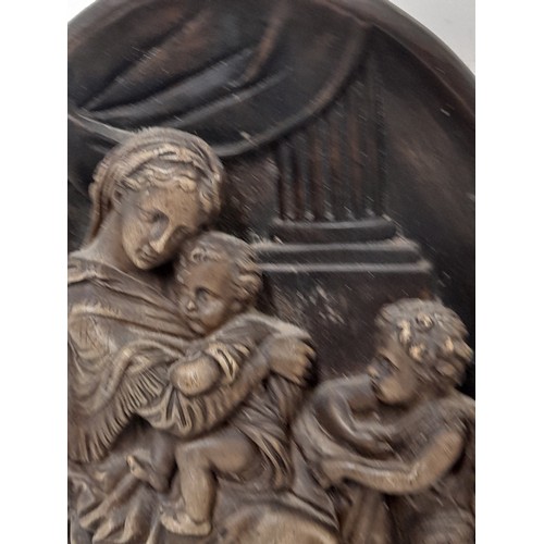 185 - Plaster Bas-Relief of Raphael's 'La Vierge a la Chaise' 30cm x 21cm
