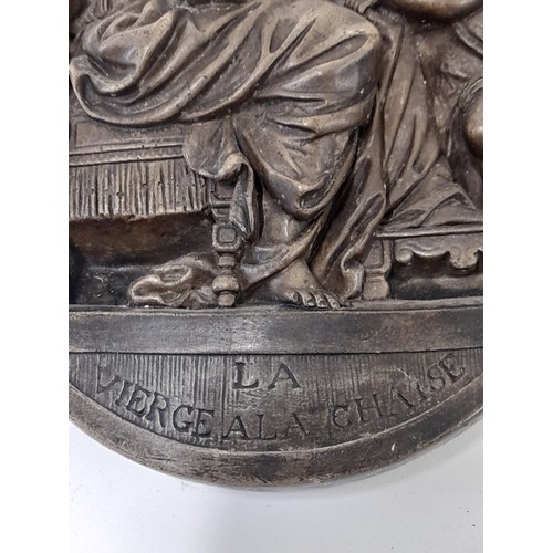 185 - Plaster Bas-Relief of Raphael's 'La Vierge a la Chaise' 30cm x 21cm