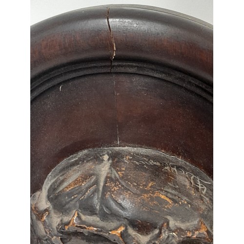 187 - Wood Carved Plaque of Christ, 38cm x 31cm