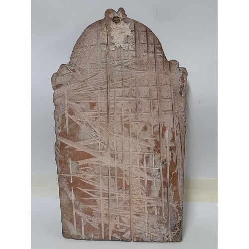 188 - Terracotta Plaque with Glazed Depiction of the Madonna and Child, 40cm x 22cm