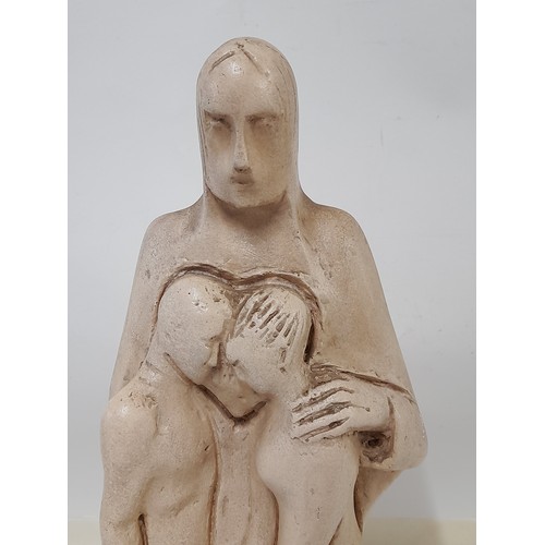 192 - Plaster Religious Figure with signature to side, 45m x 18cm