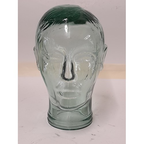 193 - Moulded Glass Male Head, 26cm x 20cm