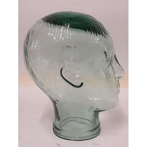 193 - Moulded Glass Male Head, 26cm x 20cm