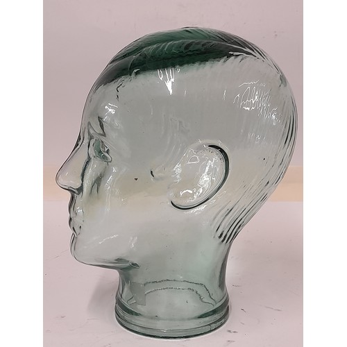 193 - Moulded Glass Male Head, 26cm x 20cm