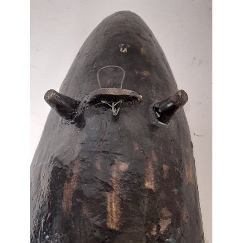 189 - Studio Made Dish with Mid century styling and Decor, on four short legs and with wall hanger, 47cm x... 
