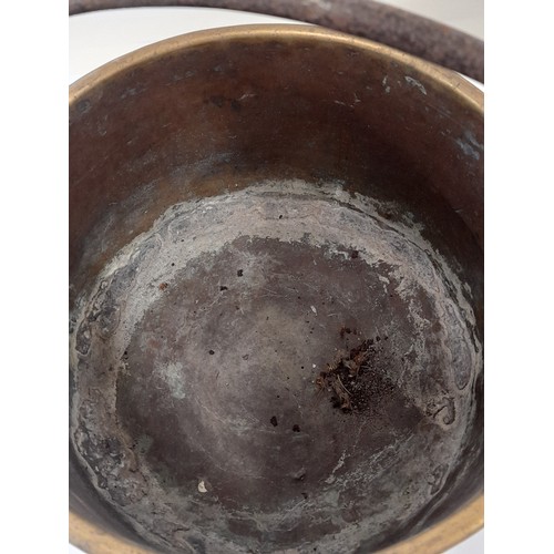 198 - Brass cooking pot with Iron Swing Handle, 30cm x 19cm