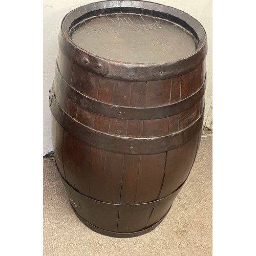 179 - Antique Coopered Port Barrel. 67 cms High