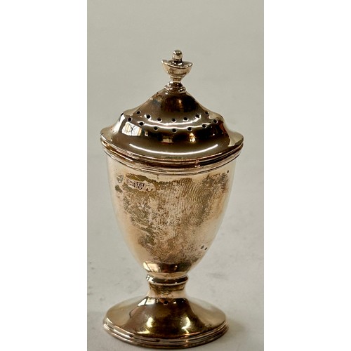 200 - Silver Hallmarked Lidded Pepper Shaker. 9cm x 5cm x 2cm, 40.3Grams.