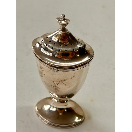200 - Silver Hallmarked Lidded Pepper Shaker. 9cm x 5cm x 2cm, 40.3Grams.