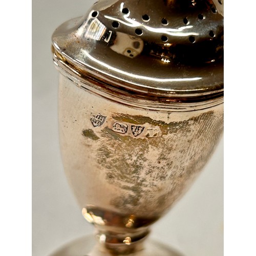 200 - Silver Hallmarked Lidded Pepper Shaker. 9cm x 5cm x 2cm, 40.3Grams.