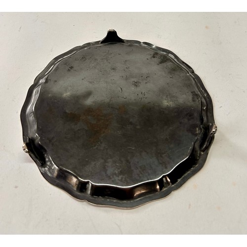 210 - Three Footed Silver Hallmarked Tray, Engraved N.C.H Puppy Show 1937. 15cm x 1.5cm, 142.9Grams.