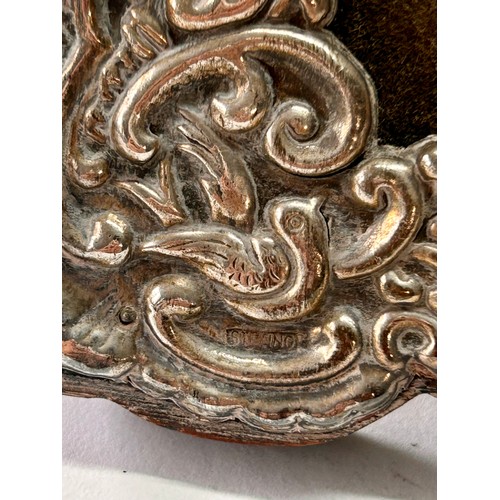 211 - Sterling Silver Decorative Wooden Backed Stand Picture Frame. 21cm x 15cm.