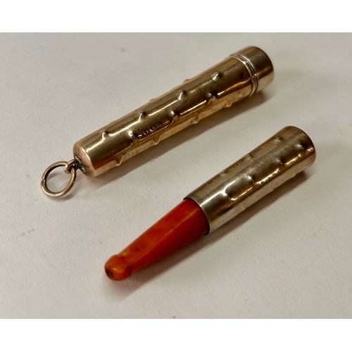 212 - Silver Hallmarked Decorative Cheroot Holder To include A Silver Hallmarked Collard Amber Coloured Ch... 