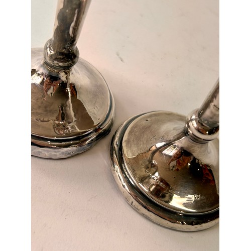 217 - Pair Of Weighted Bottom Silver Hallmarked Flower Bud Vases. 14cm x 4.5cm, Total 136.0Grams.  (2)