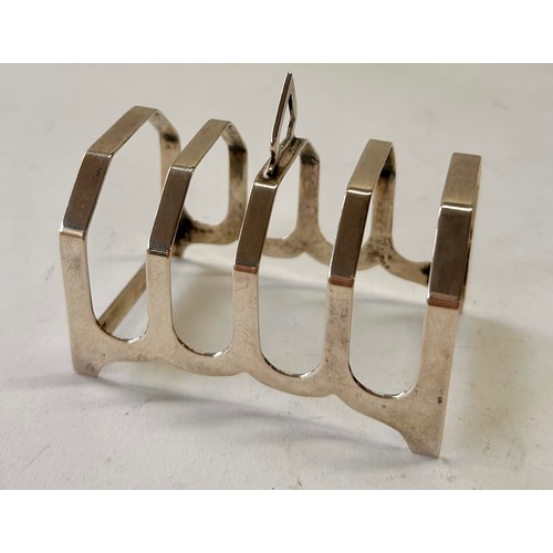 218 - Silver Hallmarked Four Slot Toast Rack. 8cm x 7cm x 5cm, 45.3Grams.
