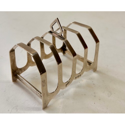 218 - Silver Hallmarked Four Slot Toast Rack. 8cm x 7cm x 5cm, 45.3Grams.